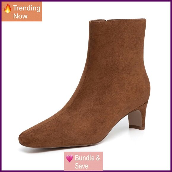 Women's Ankle Boots Low Heel Pointed Square Toe Side Zipper Dress Boots Women's Ankle Boots Low Heel Pointed Square Toe Side Zipper Dress Boots